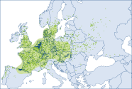 Grafik: Anbaunachweise der Roteiche in Europa; genaue Beschreibung steht neben Grafik