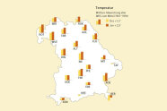 Bayernkarte mit den Temperaturabweichungen für Dezember 2021 und Januar 2022