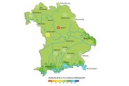 Karte von Bayern mit farbigen Punkten darauf