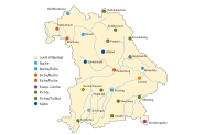 Grafik von Bayern zeigt die Waldklimastationen in Bayern.
