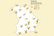 Bayernkarte mi den Temperaturabweichungen für September Oktober November
