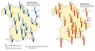 Grafik: Mittlere Niederschlags- und Temperaturabweichungen an den Waldklimastationen im Winter 2012.