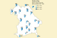 Bayernkarte mi den Niederschlagsabweichungen für September Oktober November