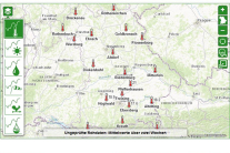 Bayernkarte mit Symbolen für die Waldklimastationen