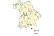 Grafik von Bayern mit den eingezeichneten beprobte Buchenstandorten.