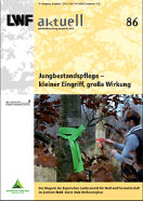 Titelseite der LWF-aktuell-Ausgabe: "Jungbestandspflege - kleiner Eingriff, große Wirkung"