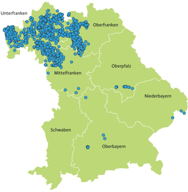 Bayernkarte zeigt Hirschkäfer-Fundorte