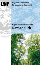 Titel vom LWF-Faltblatt zur WKS Rothenbuch. Blick in die Kronen von alten Laubbäumen. 