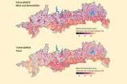 Grafische Darstellung der bayerischen Alpen zeigt die Vulnerabilität gegenüber Störungen.