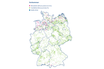 Karte Bayerns mit den Moorbirkenvorkommen farblich gekennzeichnet