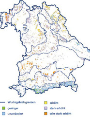 Bayernkarte mit bunten Punkten und Flächen