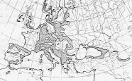 Umrisskarte von Europa, Kleinasien und Nordafrika. Das Verbreitungsgebiet der Eibe ist dunkelgrau hervorgehoben.