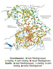 Bayernkarte zeigt fast überall niedrigen Grundwasserstand 