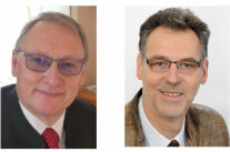 Links ein Porträt von Dr. Alwin Janßen , rechts ein Porträt von Dr. Joachim Hamberger